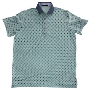Greyson Mens XL Golf Polo Shirt Seafoam Green Wolf Print Monarch Beach
